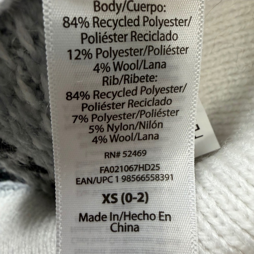 Free Assembly Wool Blend Sweater Womens XS Gray Fair Isle Knit Pullover Preppy - Picture 4 of 7